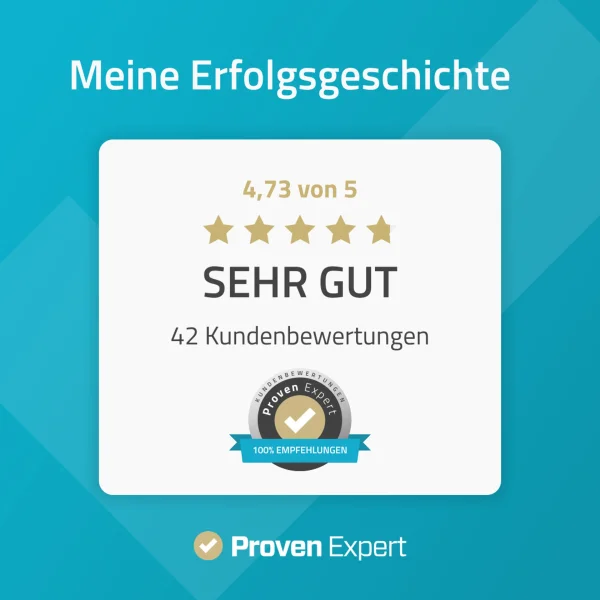ProvenExpert: 4,73 von 5 – sehr gut – 42 Kundenbewertungen
